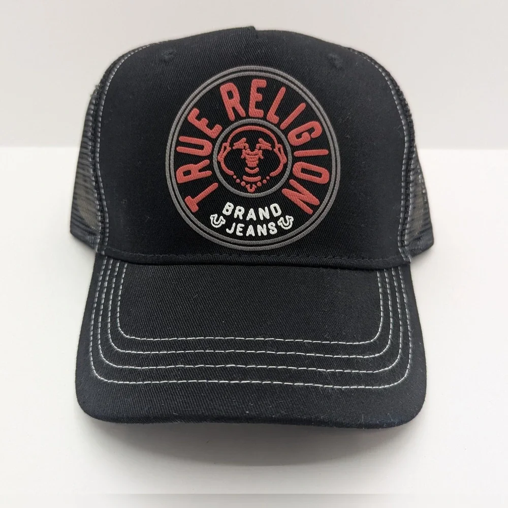 True‎ Religion Jet Black Buddha Face Trucker Hat Snapback Cap TR4234 New OS
